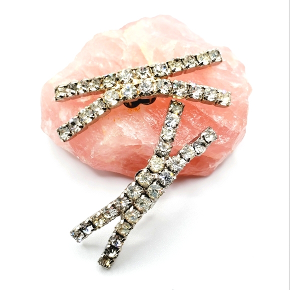 Vintage 50's shoe clips rhinestones sparkly simulated diamond silver wedding euc - Picture 1 of 6